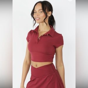 90 Degree by Reflex Women’s short sleeve cropped tennis polo Large